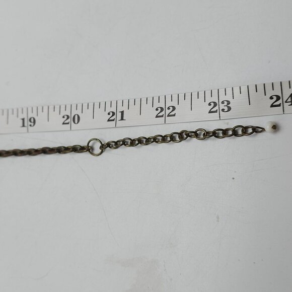 Boho Floral Necklace With Beige  White Polished Stones Chain Tassel Artisan - Picture 10 of 10